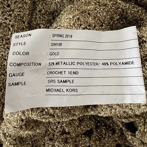 Michael Kors Collection Gold Metallic Crochet Bell Sleeve Midi Dress - Picture 6 of 8